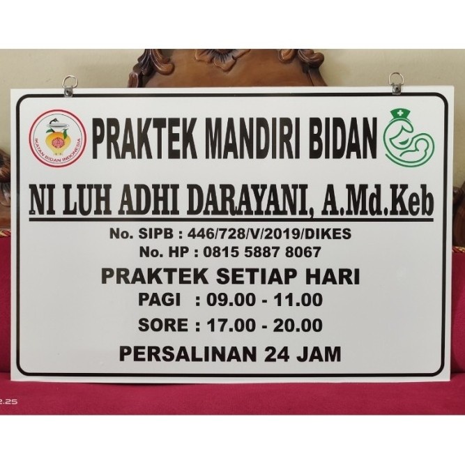 

Terlaris Plang Acrylic Ukuran 30X45 Papan Akrilik Praktek Bidan Dokter Perawat