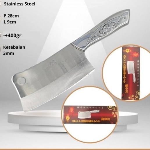 Pisau Golok Stainless B 018 Gagang Stenlis Tulang D9N9 Terlaris Golok Tajam Dapur Terbaru Stainless 