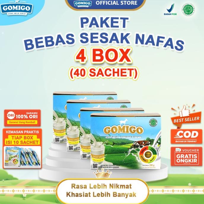 

4 Box Susu Gomigo - Susu Kambing Etawa Plus Kolostrum Kemasan Sachet ---NEW---