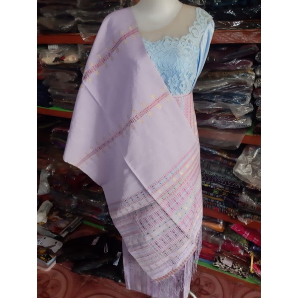 SONGKET PUCCA TABUR BINTIK BUNGA TENUN TANGAN ASLI  SARUNG SELENDANG TENUN BATAK UNGU MUDA LILAC