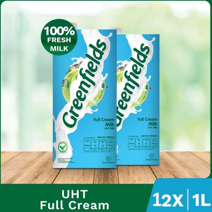 

SUSU UHT GREENFIELDS 1 LITER PER DUS ISI 12pcs RASA FULL CREAM/COKLAT ---NEW---