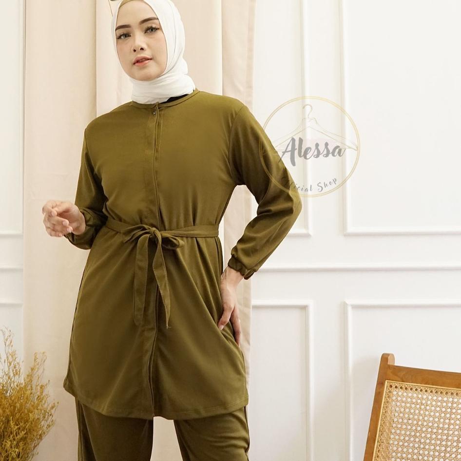 Cash Back SETCEL ONE SET WANITA SETELAN AIRFLOW STELAN CELANA LONG TUNIK POLOS JUMBO XXL BUSUI BUMIL