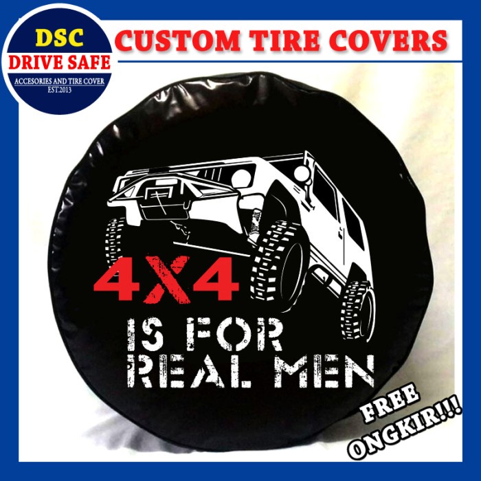 Cover Ban atau Sarung Ban Mobil Suzuki Katana Jimny Design 4x4 Offroad
