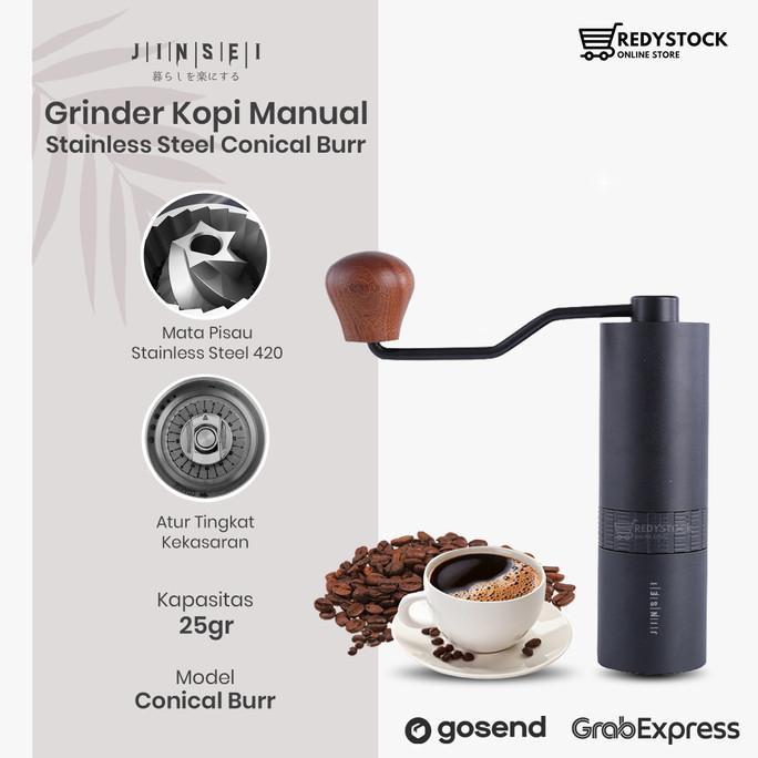 HAND COFFEE GRINDER KOPI MANUAL METAL BODY STAINLESS STEEL BURR JS-G2
