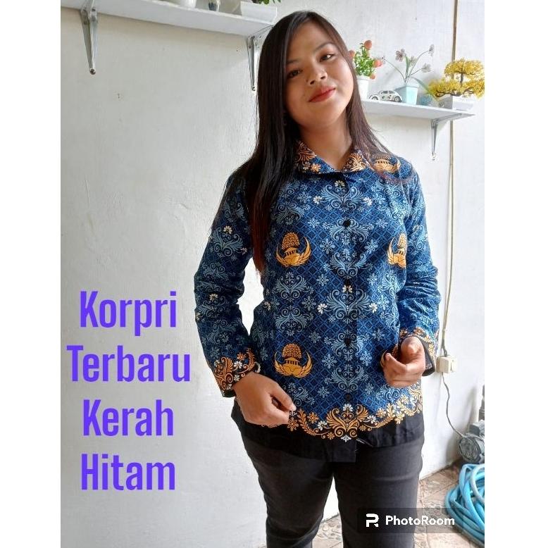 8.8 Terlaris seragam korpri lapis puring terbaru batik korpri kerah hitam murah batik korpri standar
