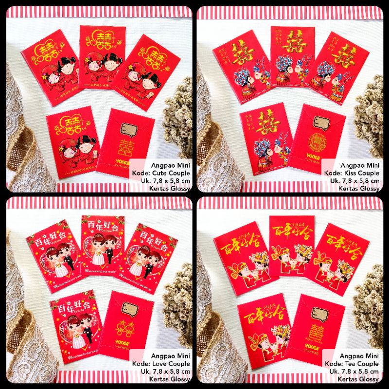 

[ ANGPAO MINI ISI 5 PCS + STICKER ] Angpao Mini Uang Lipat 3 - Angpao Wedding Sangjit Tingjing Shuangxi Hongpao Amplop nikahan Angpau Ampau Glossy Murah Lucu Cute Elegan Unik Amplop Engagement Tunangan