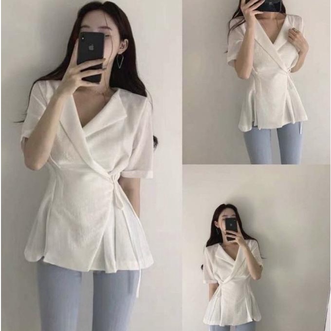 BLOUSE WANITA PUTIH MODEL KIMONO ATASAN WANITA CASUAL