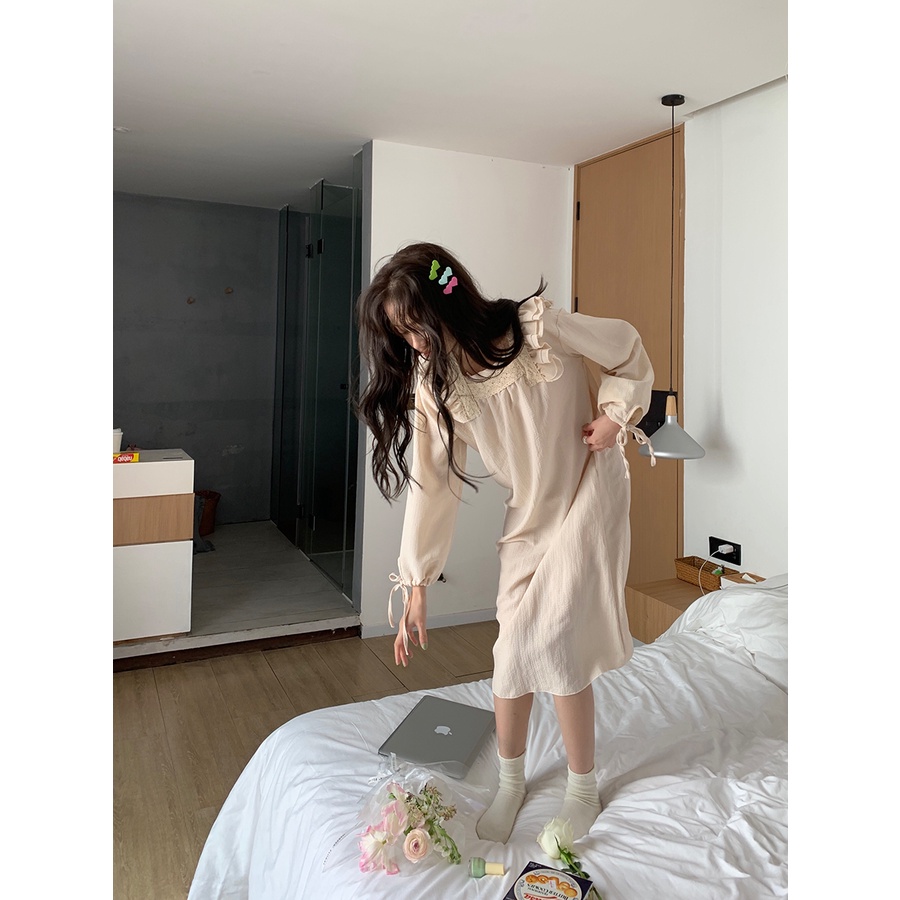 ☸▥stelan baju tidur wanita Xinbangbang Homedress 2023 new court style student nightdress female long-sleeve sweet home clothes can be used outside #COD baju tidur wanita bahan kaos