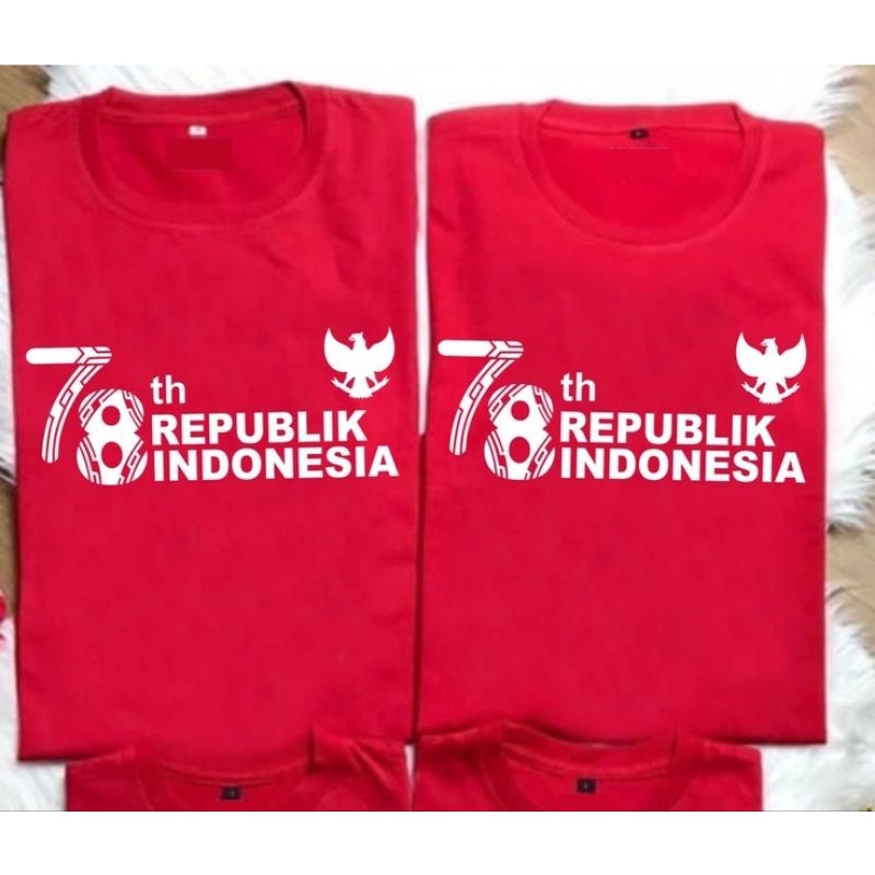 Kaos Baju tangan pendek/HUT RI 76/kaos kemerdekaan RI 76/kaos panitia 17 agustus 2021 76