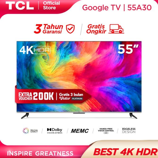 TCL 55 inch Smart TV-4K UHD-Dolby-Atmos-HFVC 2.0 -MEMC- 55A30