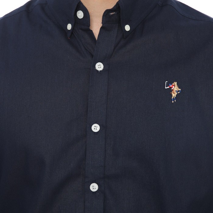 kemeja pria Kemeja Pria - Linen Lengan Panjang 9710 - Navy, L(O8W8) kemeja pria motif lengan pendek 