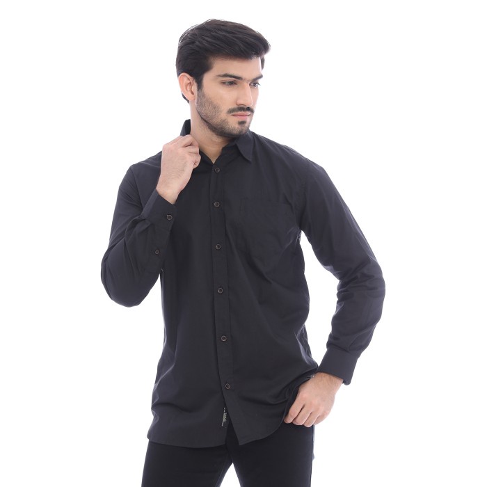 kemeja pria Salt n Pepper Kemeja Lengan Panjang Pria 0011 Hitam Black - M(N8A7) kemeja pria jumbo ke