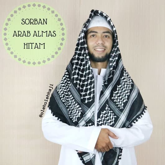 Sorban Sorban Almas Arafat Hitam / Surban Arab / Oleh Oleh Haji dan Umroh(W9T3) Sorban Kashmiri Sorb