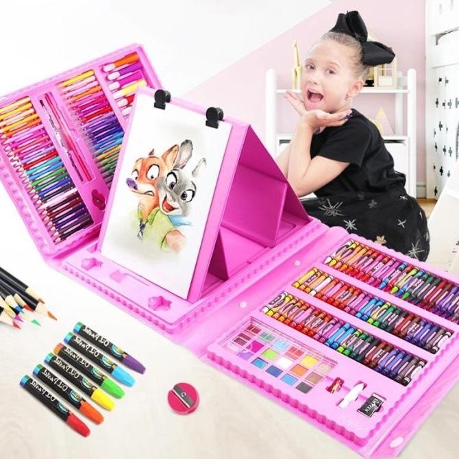 

Crayon Anak Set 208pcs / Crayon Mewarnai Dan Melukis Set Pensil Warna