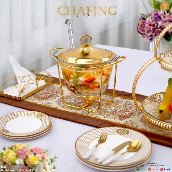 Chafing dish + spoon gold 4liter chatrine ---READY---