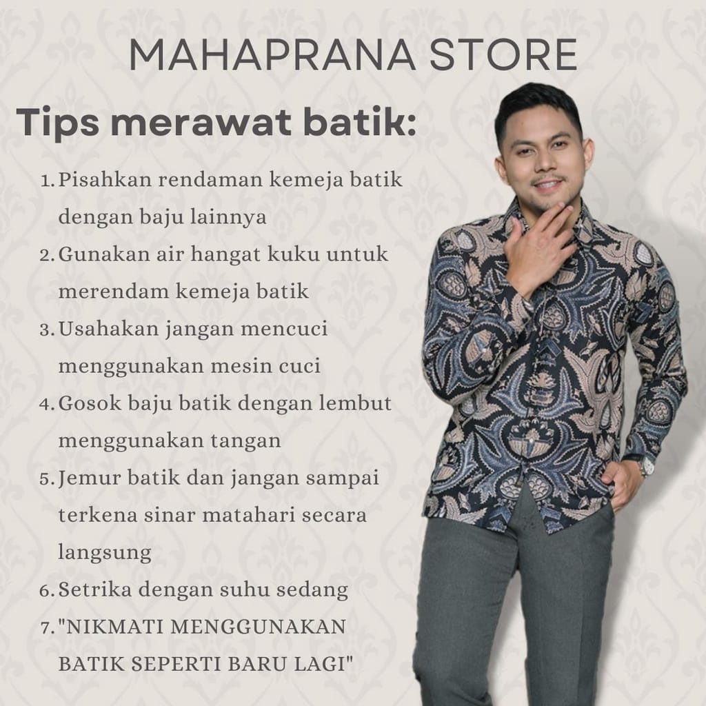 BATIK MAHAPRANA Motif CHANDRA KIRANA Atasan Kemeja Batik Pria Lengan Panjang Full Furing MHP-230
