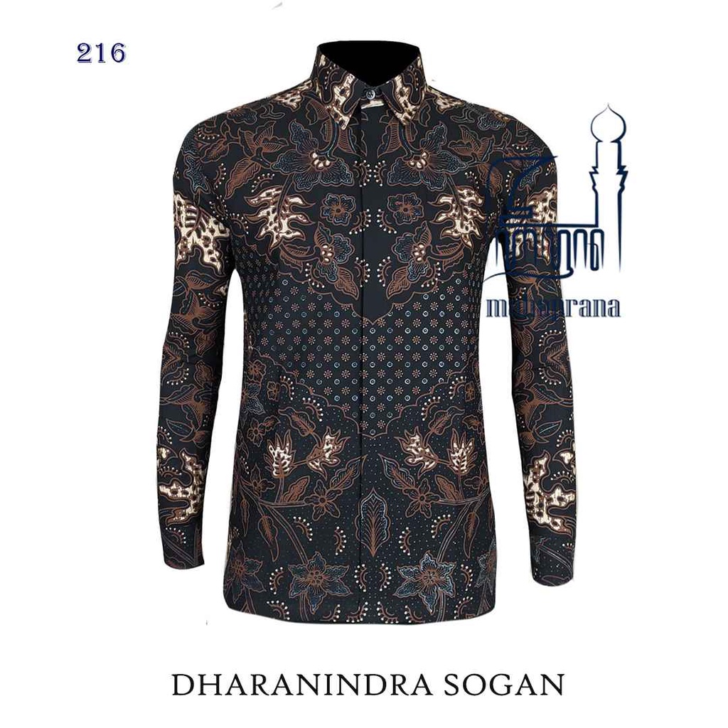 BATIK MAHAPRANA Motif DHARANINDRA SOGAN Atasan Kemeja Batik Pria Lengan Panjang Full Furing MHP-216