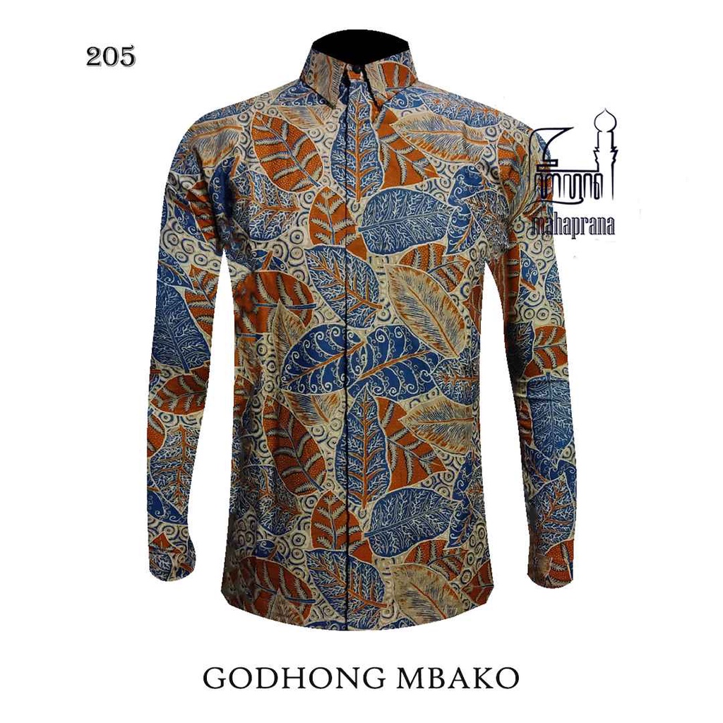 BATIK MAHAPRANA Motif GODHONG MBAKO II Atasan Kemeja Batik Pria Lengan Panjang Full Furing MHP-205