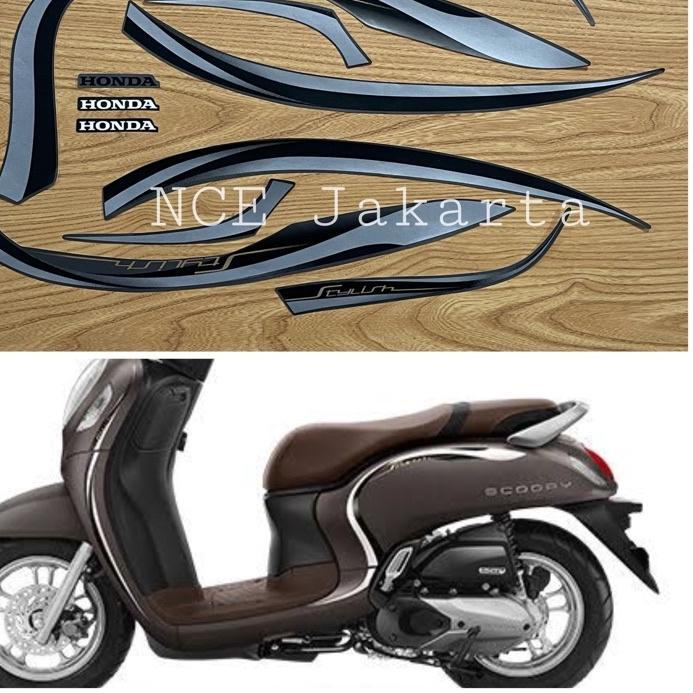 STIKER STRIPING MOTOR SCOOPY FI 2021 2022 STYLISH BROWN