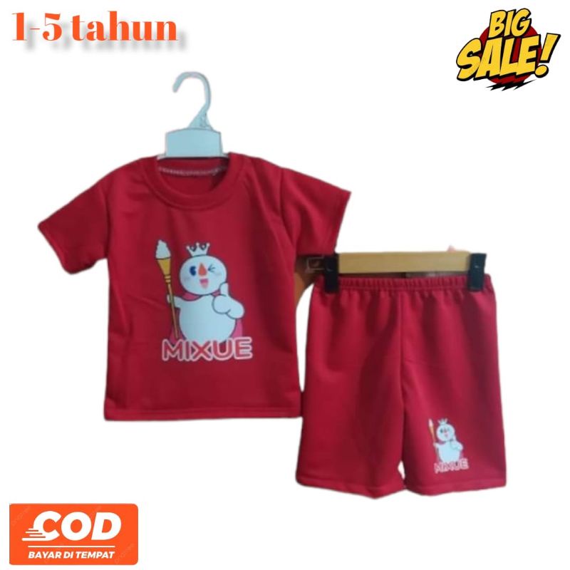 Setelan baju Mixue anak laki-laki perempuan baju anak  mixue 1 2 3 4 5 tahun