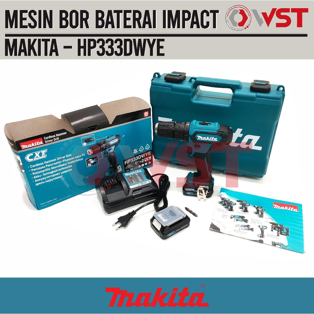Mesin Bor Beton Baterai Makita HP333DWYE / Cordless Impact Drill HP333