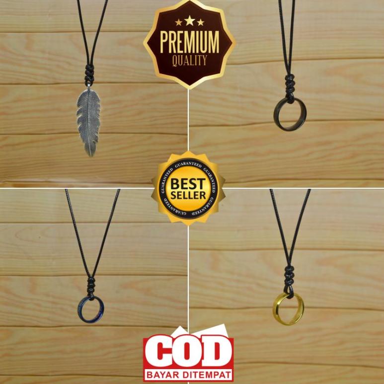 Best Seller [COD] Kalung Tali Pria/Kalung Cowok/Kalung Titanium/Kalung Pria Keren Liontin Cincin Bul