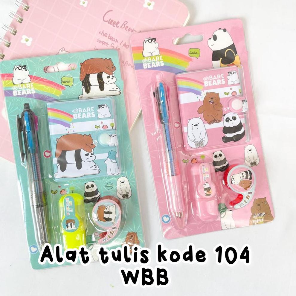 

[CQI] Set alat tulis mini WE BARE BEAR isi 4 buku kecil pulpen highlighter mini solatip paket Murah Kado Unik Souvenir 66