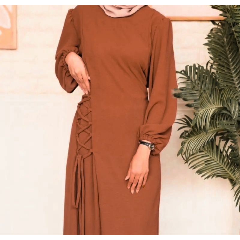 Clara dress knot crinkle airflow/gamis remaja/dress crinkle/korean knot