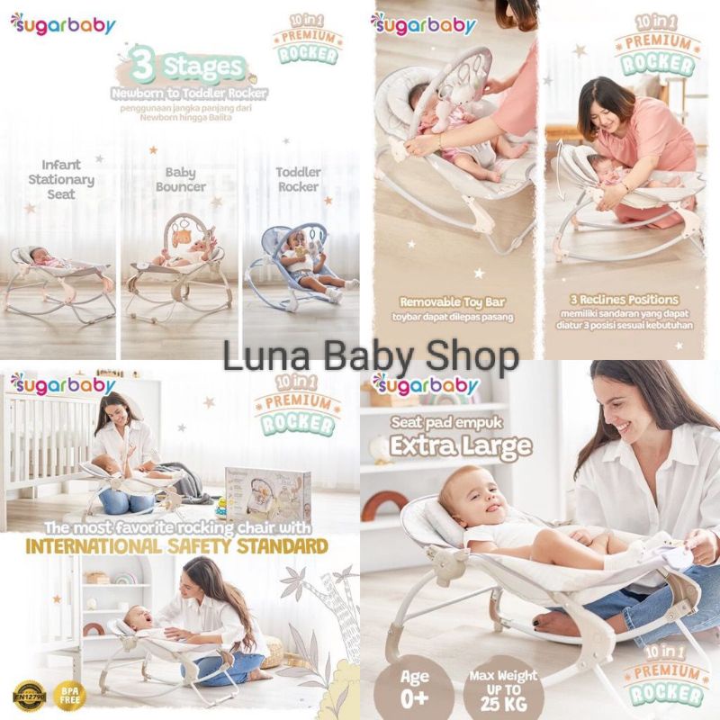 Sugar Baby Bouncer 10in1 Premium Rocker/Kursi Goyang