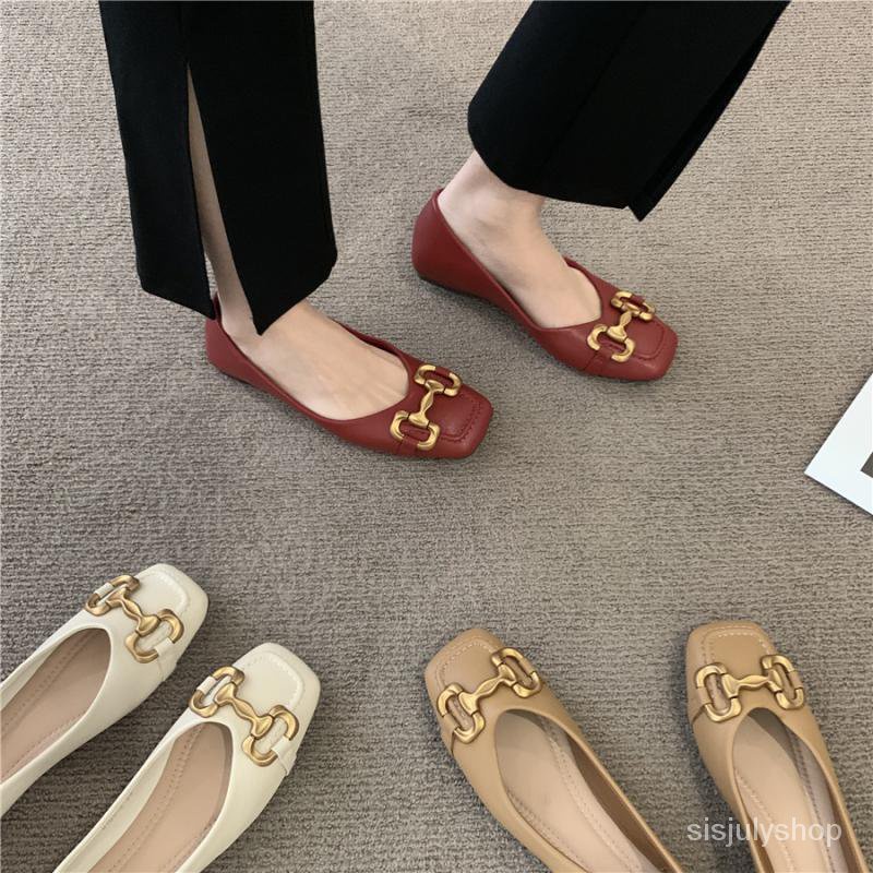 [✅BISA COD] #Sisjuly# Sepatu datar wanita / sepatu datar mulut dangkal / sepatu wanita retro baru /