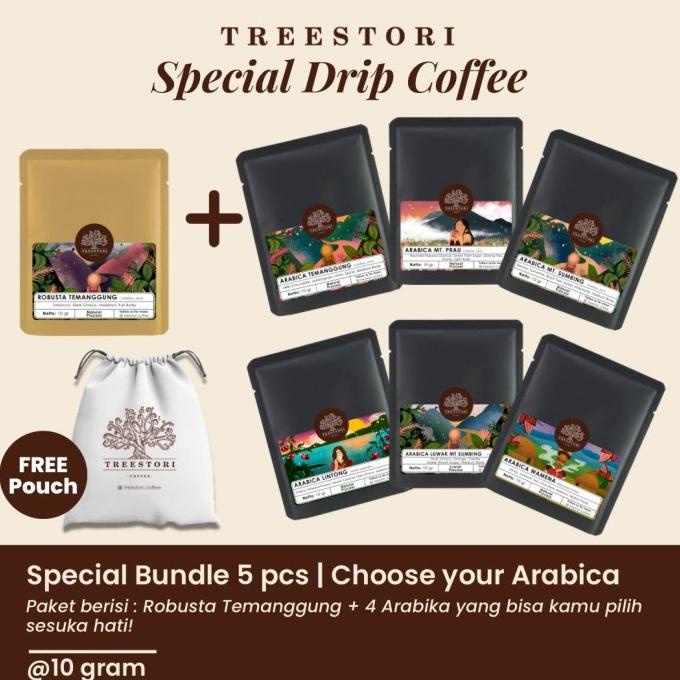 

Treestori Drip Bag / Filter Bag Coffee | Paket Mix 5 Varian Kopi