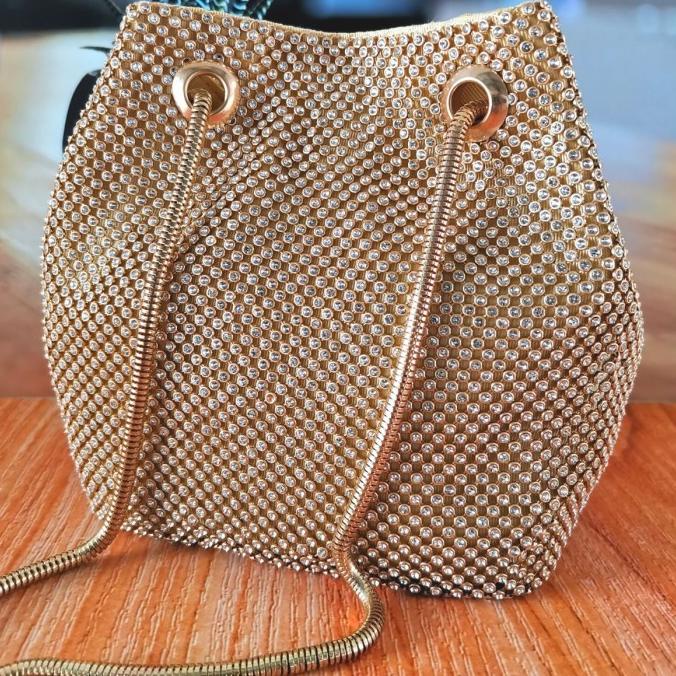Tas Pesta Serut Bling Wanita Kondangan Selempang Kristal Import 28013