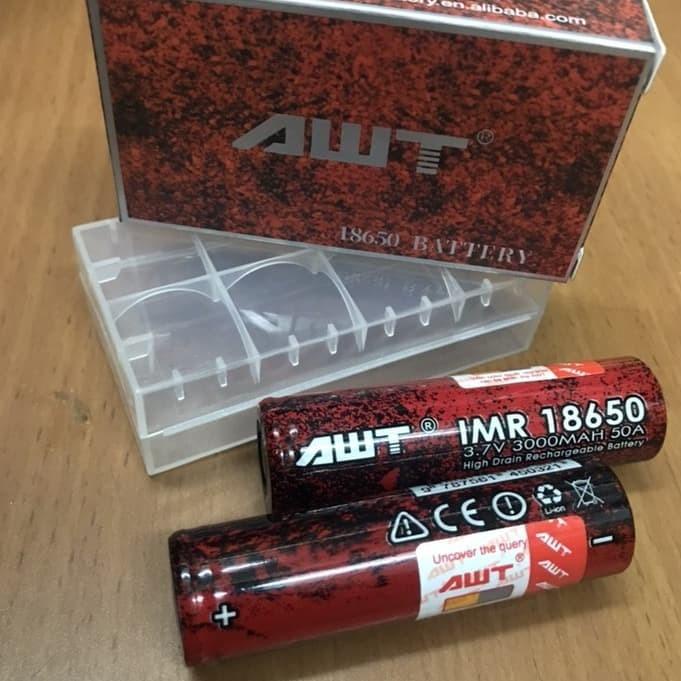【F⚡ASH SALE✅】 Baterai AWT RED BLACK 18650 3000Mah 50A 3.7V (1Baterai)