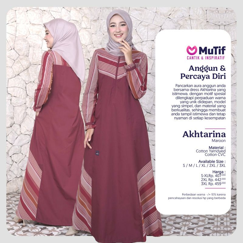 Mutif Couple Akhtarina Maroon Mutif Man Akhtar Baju Muslim Gamis Kemeja Couple Keluarga Family Series Terbaru Ori Lebaran 2023