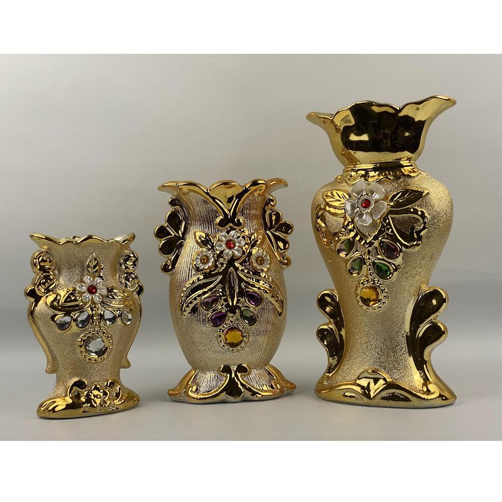 ✓ Hiasan Vas Bunga Keramik Gold/ Emas