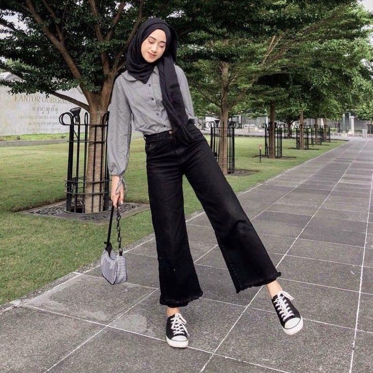 Get Order Celana Kulot Jeans Rawis hitam