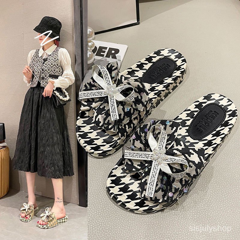 [✅BISA COD] #Sisjuly# Sepatu datar wanita / sandal satu kata di luar memakai sandal wanita / sandal