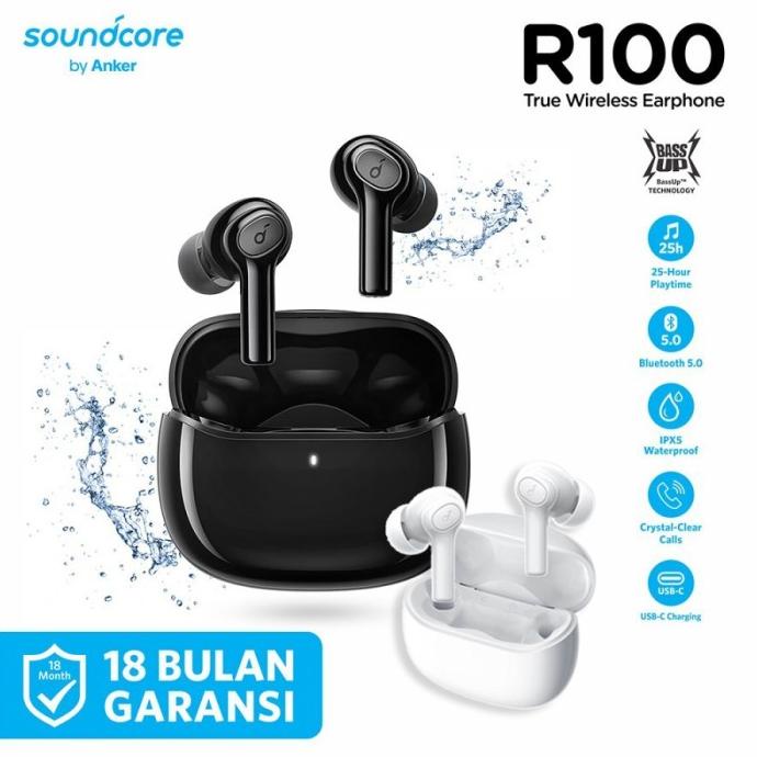 Terbaru Anker Soundcore R100 Tws True Wireless Earbuds Earphone Bass - A3981