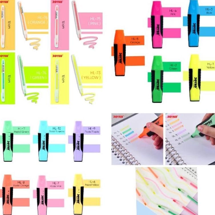 

Update Highlighter Joyko Hl 1 - Hl 76 - Soft Color Warna Pastel- Flourscent Warna Cerah