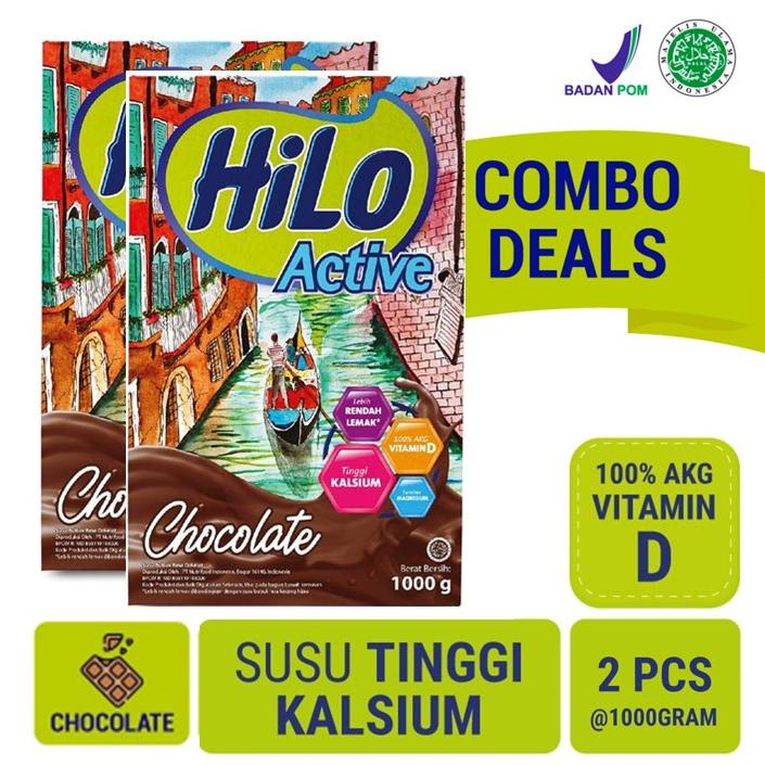 

[T7T33] Twin Pack - HiLo Active Chocolate 1000 gram - Susu Tinggi Kalsium 45