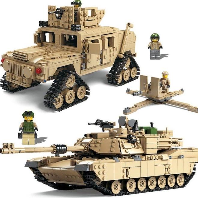 Hot Sale Kazi 2In1 Brick Tank M1A2 Abrams Hummer Lego Compatibel 1463 Pieces Terbaru