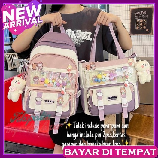 Tas Ransel Wanita Sekolah Korean Style Back Pack Rensell Tass Terbaru 2023 Kekinian Viral Perempuan 