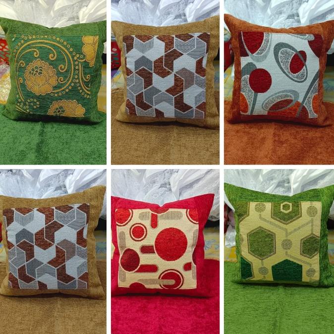 sarung bantal sofa belgi 40x40 set isi 5 free taplak meja