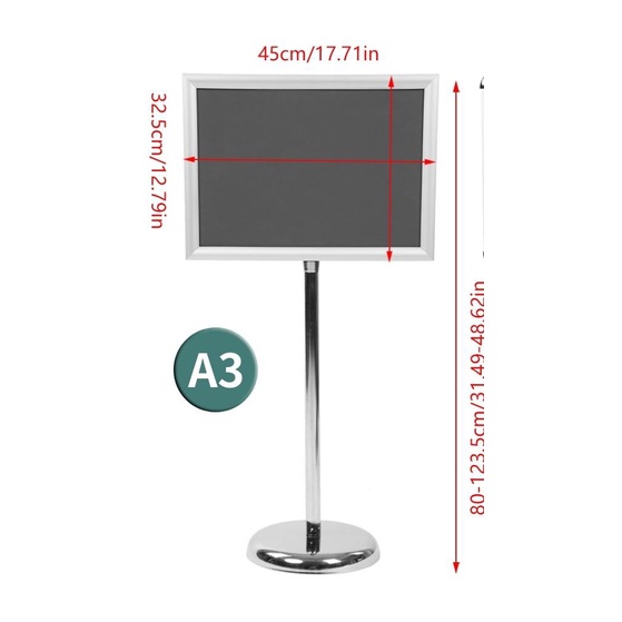 

Baru Adjustable Standing Menu Frame Sign Holder Display A3 A4 Stainless Pl 1143