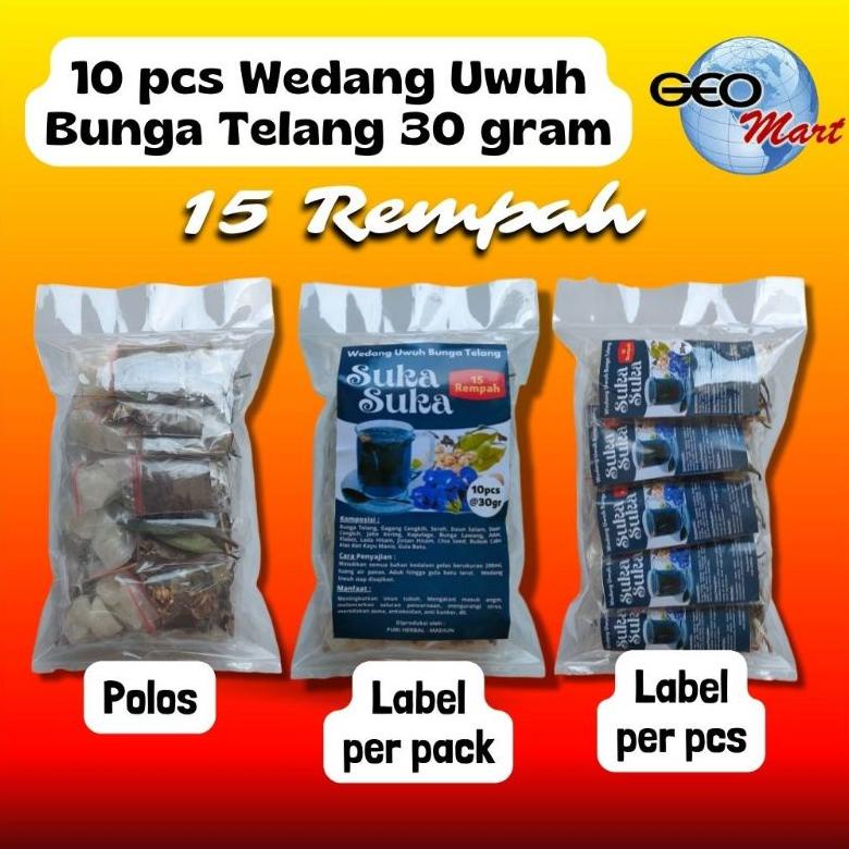 

Flash Sale - 10 pcs Wedang Uwuh Bunga Telang 30 gram / Wedang Telang 15 Rempah .,