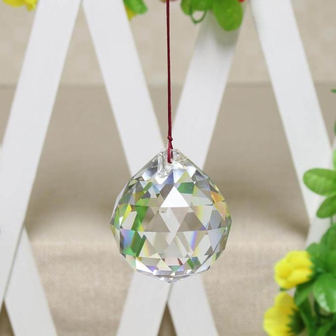 FENG SHUI Bola Kristal Gantung 60Mm 2.4 Inci, Bola Prisma Pelangi