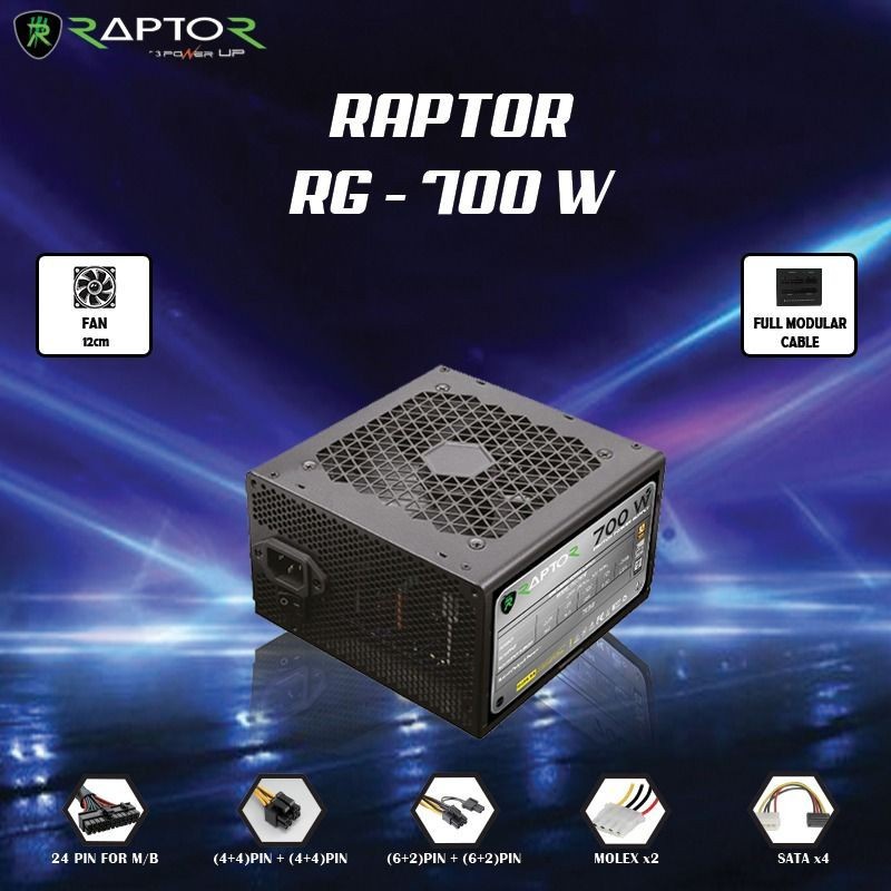 PSU RAPTOR RG-700W GAMING POWER SUPPLY Modular Flat Cable