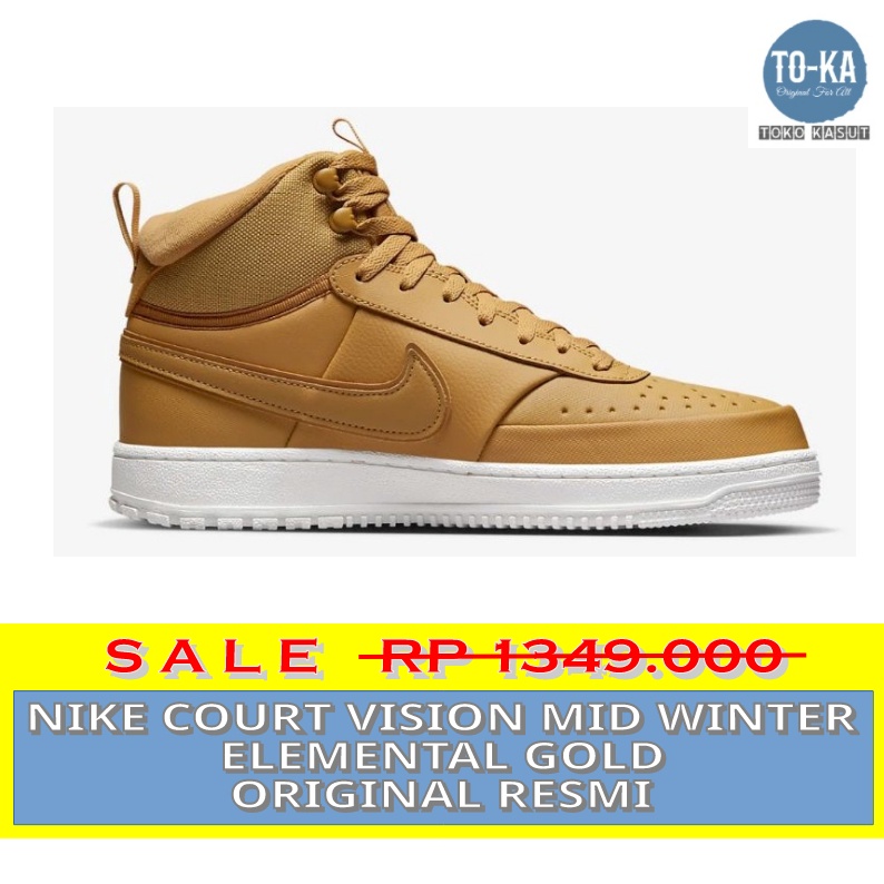 NIKE COURT VISION MID WINTER ELEMENTAL GOLD-ori resmi