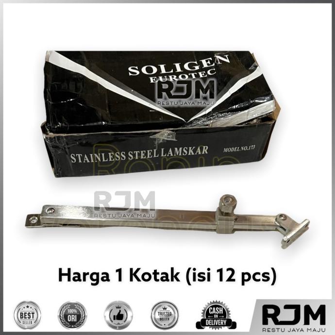 ] SOLIGEN Lamskar Tarik Hak Angin Penahan Jendela Stainless [12 pcs]