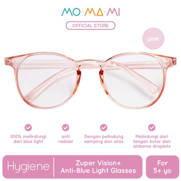 Momami Kids Zuper Vision+ Anti-Blue Light Glasses Pink - Kacamata